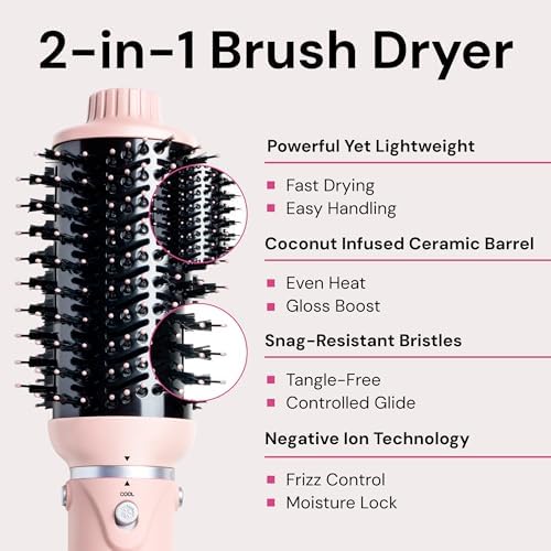 L'ANGE HAIR VolumeBoost 60mm 2-in-1 Ceramic Volumizing Brush Dryer | Fast Drying & Styling for Frizz-Free, Voluminous Blowouts | Ceramic-Coated Barrel (Blush) - Image 5