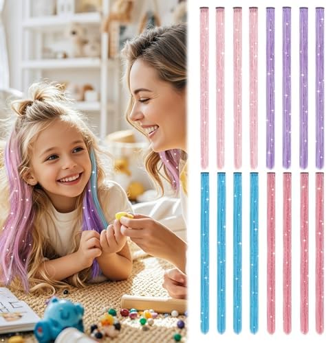 Mermaid Hair Tinsel Kit for Girls, Clip in Color Hair Extensions by Z-CHARMMY