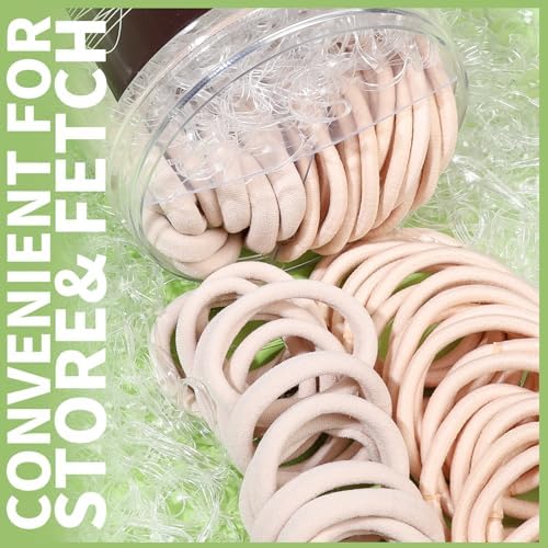 Teenitor Hair Accessories Kit for Woman & Girls: 500pcs Elastic Hair Bands; 30pcs Ponytail Holders, 30pcs Seamless Thick Hair Bands; 40pcs Bobby Hair Pins (Beige) - Image 2