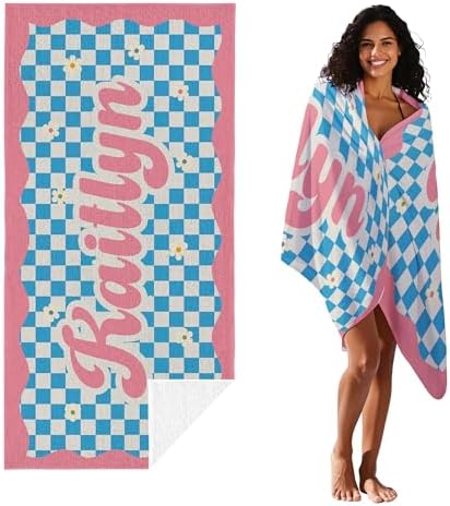 JML Personalized Beach Towel with Name, Custom Flower Beach Towel, Customized Microfiber Pool Towel, Quick Dry & Absorbent Swim Towel for Adult,Mother's Day, Birthday, Summer Holiday,Vacation - Image 2
