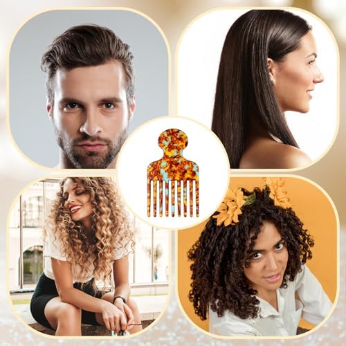 Hair Picks for Women Curly Hair Wide Tooth Comb for Curls Long Tooth Pick Comb Detangling Lifting Combs, Hairs Styling Tool, 4.8 Inches, Brown - Image 3
