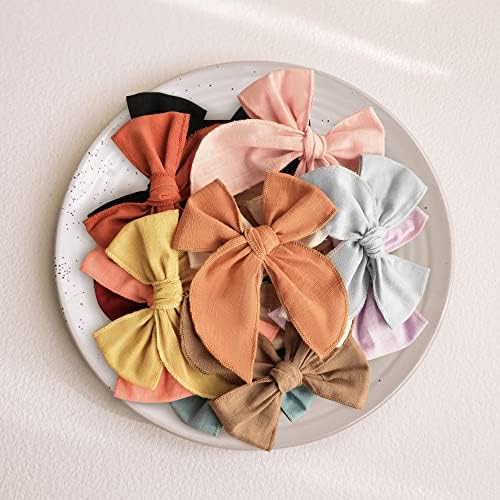 Niceye Big Hair Bows for Girls, Cotton Linen Alligator Clips, 4.5" Bows - Image 7