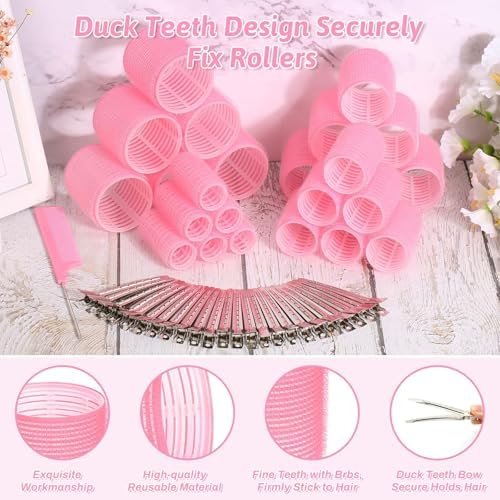 50 Pcs Rollers Hair Curlers Set with 24Pcs Self Grip Hair Rollers 4 Sizes and 24 Pcs Clips for Blowout Look Long Medium Short Thick Hair Volume - Image 5