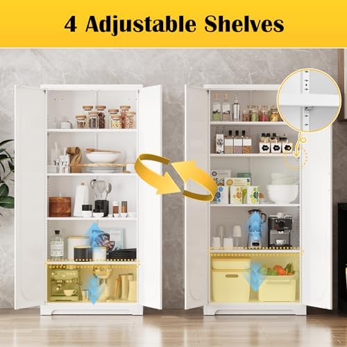 Steeloong 71"Metal Pantry Storage Cabinet with Doors & 4 Adjustable Shelves - Image 4