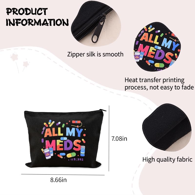Zippered Pouch for Medical Supplies Daily Medicine Bag for Nurse Bag Essential Items Funny Medicine Pouch Pharmacist Pharmacy Toiletry Bags Canvas Practitioner Cosmetic Bags Patient Doctor Gift Ideas - Image 3