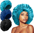 3Pcs Bonnets for Sleeping, Extra Satin Silk Bonnet for Sleeping Women with Tie Band for Curly Hair Jumbo Bonnet Braids by KAFTERI