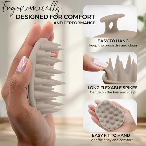 Fiora Naturals Scalp Massager Shampoo Brush, Silicone Scrubber, BPA Free - Image 3