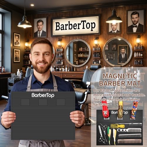 Barber Organizer Mat, Magnetic Barber Mat with 3 Magnetic Slots Anti-Slip Barber Mats for Clippers, Barbershop Salon Mat Station, Barber Table Matt, Barber Scissors Tool Organizer for Hairstylist - Image 5