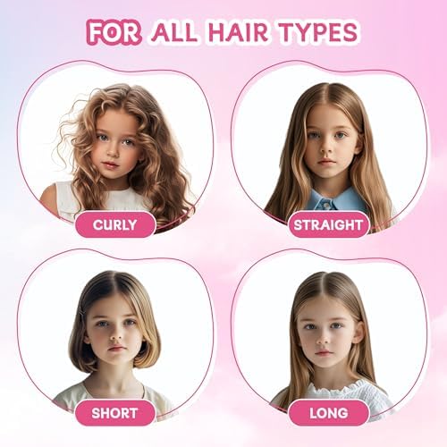 Girls Heatless Curls Overnight, Kids Unicorn Hair Rollers with Hair Clips, Hair Accessories for Little Girls & Teenage & Sister, Birthday Gifts Trendy Stuff - Pink - Image 5