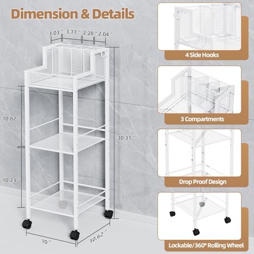 VITVITI Metal Hair Tool Organizer Shelf, Bathroom Storage Shelf Cart, White - Image 6