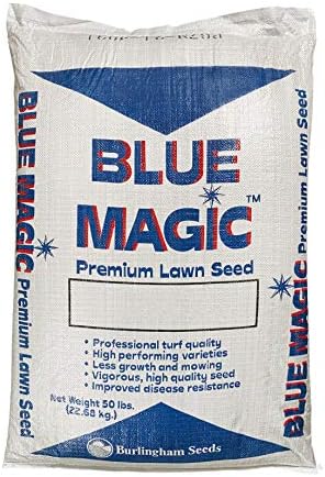 Burlingham Seeds Blue Magic Overseed Mix | 70percent Kentucky Bluegrass 30percent Perennial Ryegrass | Blue TAG Certified Grass Seed (50 lbs (20,000 sq ft)), Brown by Pendelton+Turf+Supply