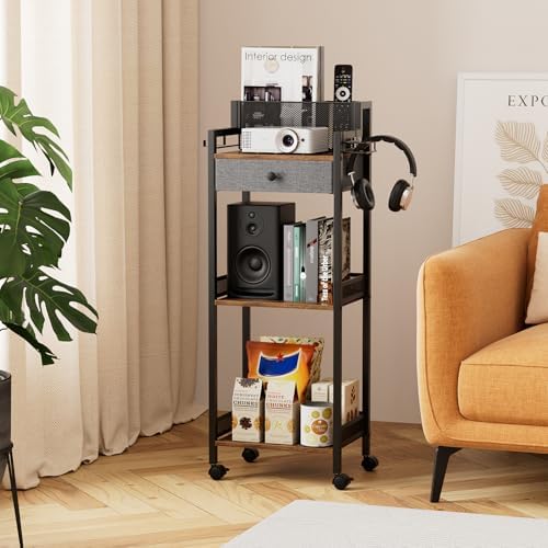 Bathroom Stand, Makeup Cart with Drawer for Cosmetic and Skincare - Image 5