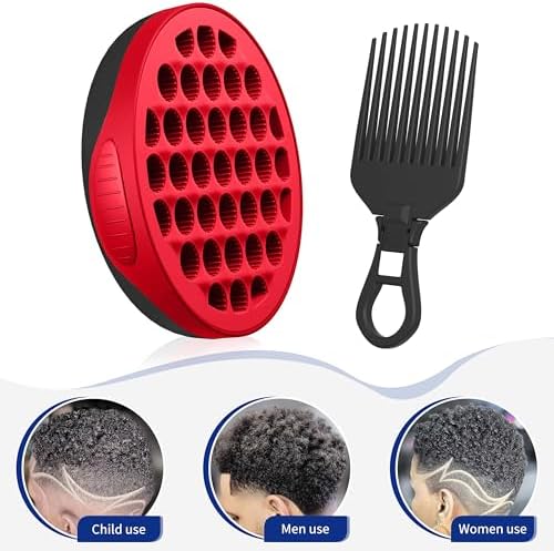 FIABC Silicone Curl Brush,Africa Comb,Magic Curly Hair Brush Twist Hair,Afro Pick,Men Women Boys Girls Wave Curler Tool,1 Set (Red) - Image 3