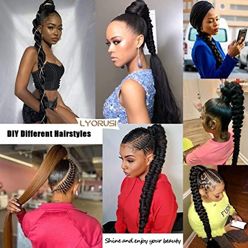 34 Inch Burgundy Long Braided Ponytail Extension with Hair Tie for Women - Image 6
