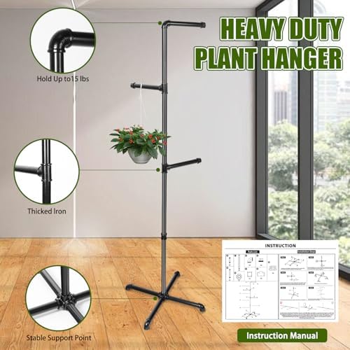 Hanging Plant Stand Indoor, Black Metal Plant Holder, 61 Inch - Image 3