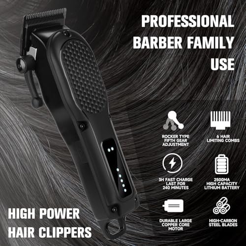 Men's Hair Clippers for Professional Hair Trimmer Cordless Rechargeable Powerful Beard Trimmer Hair Cutting Grooming Tool - Image 2
