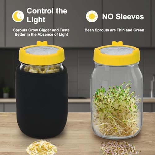 Lulonpon Sprouting Kit, 2 Sprouting Jar Kits, Wide Mouth Quart Mason Jars with Stainless Steel Screen Sprout Lids,1000ml Sprouts Growing Kit, Seed Sprouter Set for Growing Broccoli, Bean, Alfalfa - Image 4