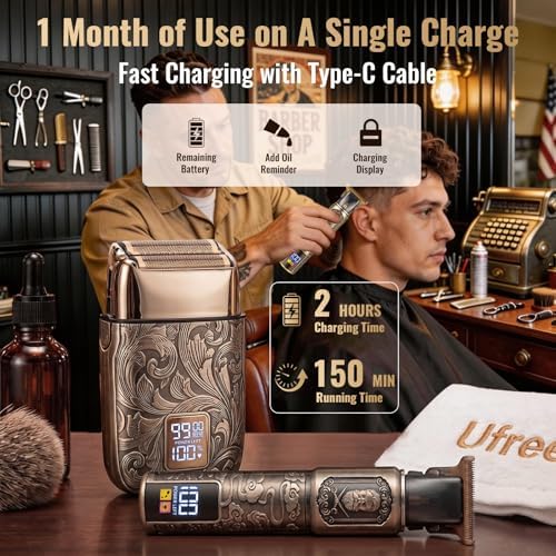 Ufree Foil Shaver and Beard Hair Trimmer Set, Men Electric Razor，Mens Gifts - Image 4