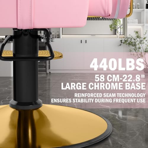 Pink Salon Barber Chair, Reclining Hair Styling Chair for Hair Stylist - Image 6