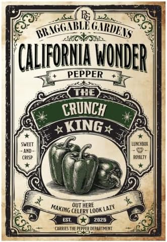California Wonder Pepper Seeds, Classic Bell Pepper Seeds for Planting Vegetable Garden Seeds, Thick Walled Sweet Peppers for Fresh Eating, Lunchboxes Home Garden & Outdoor Planting - Image 2