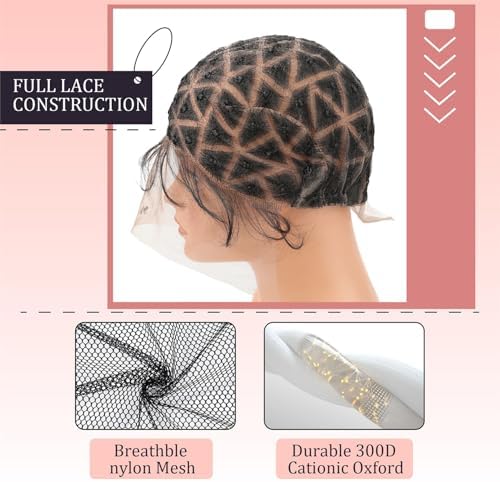 Braided Wig Cap with Baby Hair for Crochet Braids - Glueless Double Full HD Lace Wig Cap for Black Women (99-Triangel Sections) - Image 5