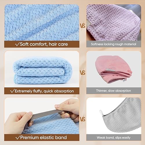 HOMEXCEL 5PK Microfiber Hair Towels, 40x20 in, Fast Drying for Long Hairs - Image 4