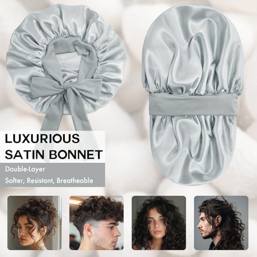 Silk Bonnet for Women,Adjustable Double Layer Sleep Cap - Image 2