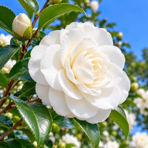 Sea Foam Camellia Shrub - 16-22" Tall Live Plant - 3 Gallon Pot - Image 3