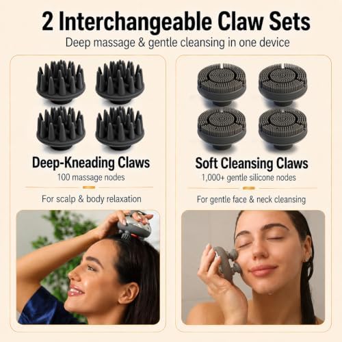 Melonsun Electric Scalp Massager, 2 Claw Sets, IPX7 Waterproof, Silver - Image 3