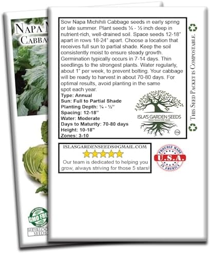 Napa Michihili Cabbage Seeds (Brassica oleracea VAR. capitata) – 1000+ Non-GMO & Heirloom Seeds, Chinese Heading Type, Crisp and Tender Leaves, by Isla’s Garden Seeds, Great Gardening Gift - Image 7