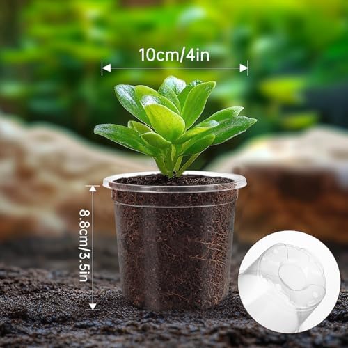 30 Pack Clear Nursery Plant Pots, 4 Inch with Drainage Holes, 20 Labels - Image 4