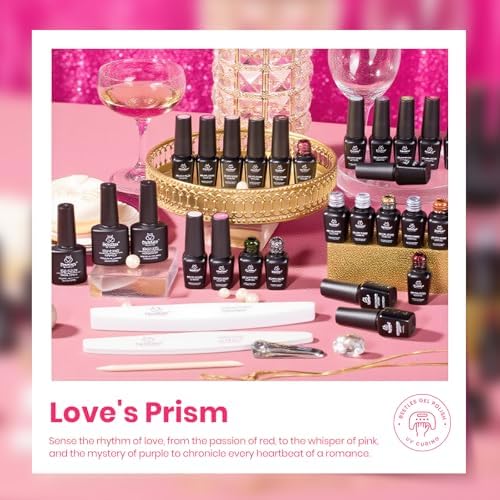 Beetles Pink Gel Polish Set, 25 Colors Red Purple Glitter Love's Prism Soak Off Kit with Base Top Coat& Nail Tools, Salon DIY Manicure Gift for Women - Image 2