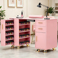 Manicure Table with Dust Collector, Large Storage Nail Desk (Pink) by Oakvera