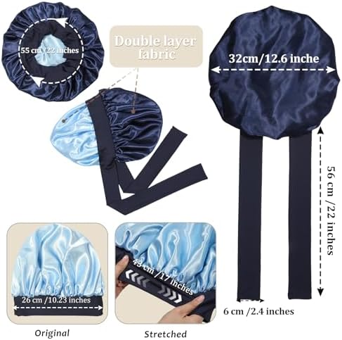AWAYTR 2-Layer Satin Hair Bonnet, Tie Band Sleep Cap for Women - Image 3