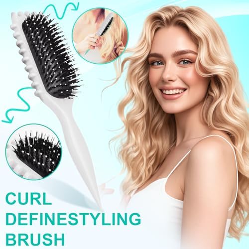 Curly Hair Brush,Curl Defining Brush,Hair Brush for Combing and Shaping,Reduce Pulling and Curl Separation For Defined Curls(off white) - Image 4
