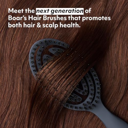 The Boar's Hair Bristle Wellness Brush | Conditions, Detangles, Boosts Scalp Circulation, Lightweight Flexible Design, Vented Cushion, Pain-Free, Helps Dry Damaged Hair (Jeju Charcoal) - Image 2