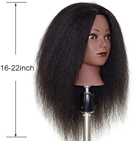 ISHOT 100% Real Human Hair Mannequin Head 16", Practice Head with Stand - Image 3