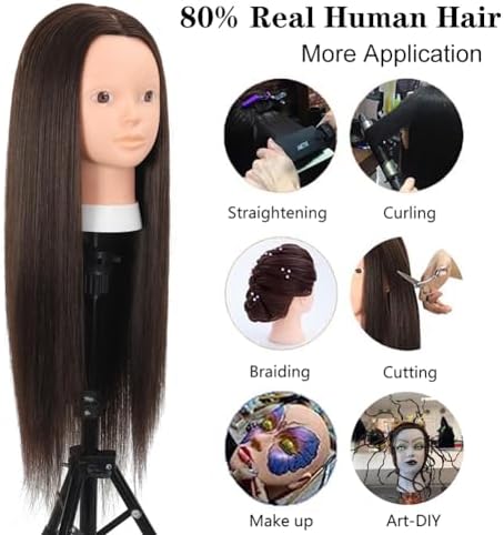 Opini 26" Mannequin Head 80% Real Human Hair for Practice Hair and Makeup - Image 4