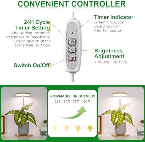 LORDEM Indoor Plant Light, Bamboo Desk Lamp with Timer - Image 4
