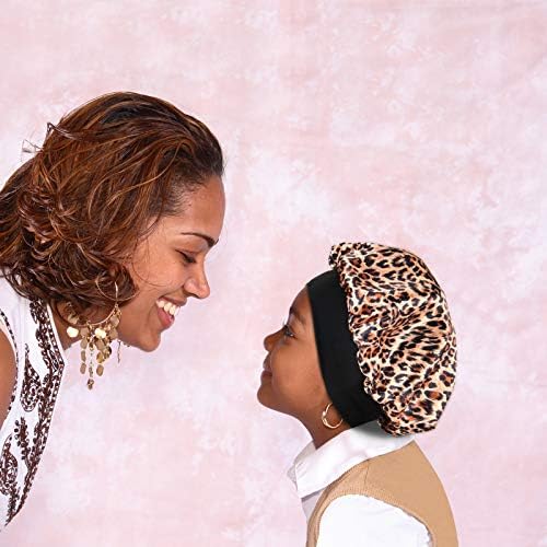 Kids Satin Bonnet Double Layer Wide Elastic Band Sleep Cap - Image 6