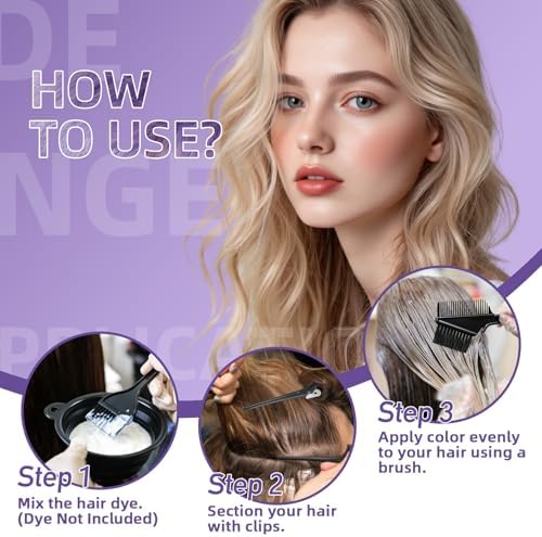 ROOHUA 14 Pcs Hair Dye Kit with Brush, Reusable Home Salon Color Hair Tools - Image 2