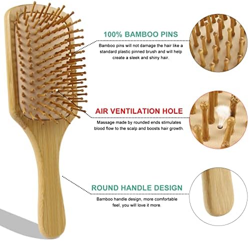 Bamboo Hair Brushes & Comb Set for Women,Men & Kid for Detangling - Image 4