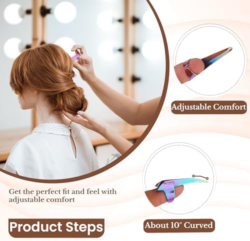 Pro Hair Parting & Sectioning Rings-Stainless Steel Finger Braiding Pick Tool for Precise Hair Styling and Extension Installations (1 PC Rainbow) - Image 4