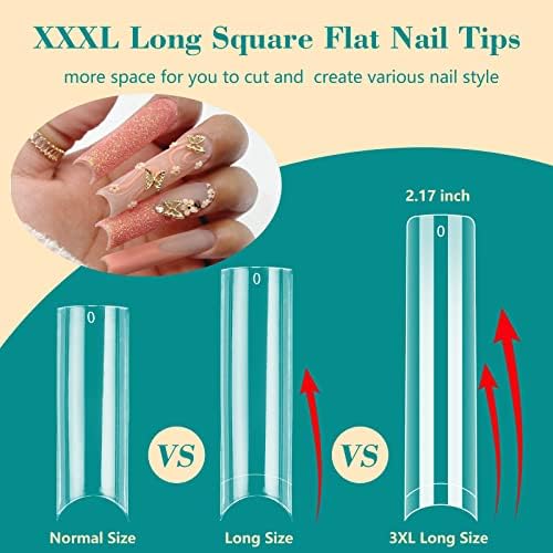 LIONVISON 3XL Square Nail Tips: No C Curve Flat Nails Tips for Home DIY - Image 2