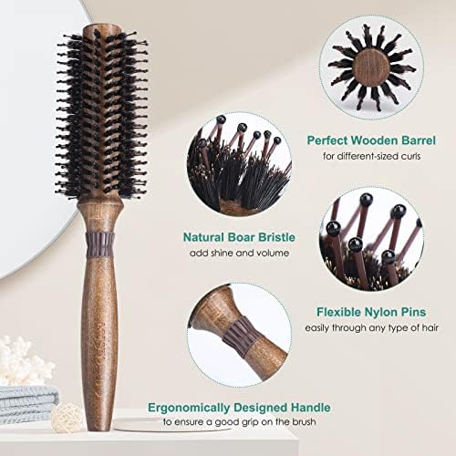 Round Brush for Blow Drying, LORSEX Boar Bristle Hair brush for Women Men, Round Hairbrush for Add Shine/Volume, Minimize Damage (2.2 Inch) - Image 2