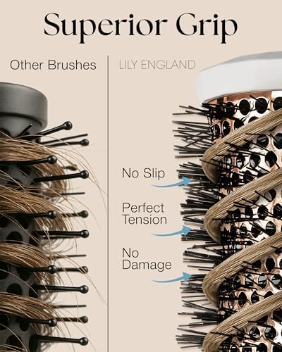 Lily England Round Hair Brush Set, 4 Piece Professional Blow Dry Kit with 3 Round Brushes and Comb for Styling, Beauty Gifts Sets for Women (White) - Image 4