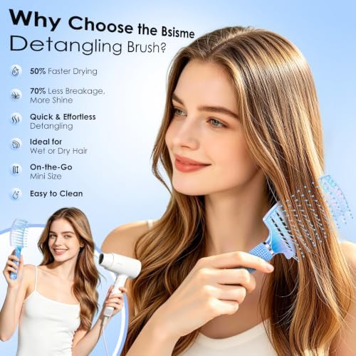 Hair Brush, Large & Mini Curved Vented Detangler Brushes for Women Girls - Image 3