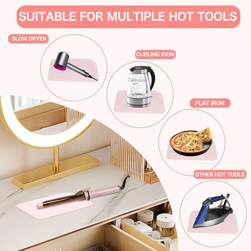 Heysam Silicone Mat for Hair Tools Curling Iron Mat, Flat Iron Mat Heat Resistant for Hair Straightener and Hair Curlers Hot Tools Curling Irons Pad Mat, Blue - Image 6