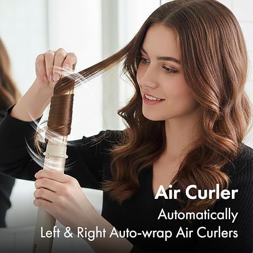 6-in-1 Hot Air Multi-Styler with Case, Hair Dryer & Blow Dryer Thermal Round Brush, Auto-Wrap Curler & Straightener, Fast Drying & Negative Ion Styling for Smooth Frizz-Free Blowouts (Crème) - Image 4