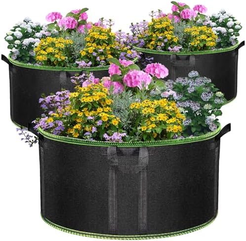 MEKOLIFE 50 Gallon Large Grow Bags 3 Pack Thick Nonwoven Aeration Planter by Createagardenyoulove